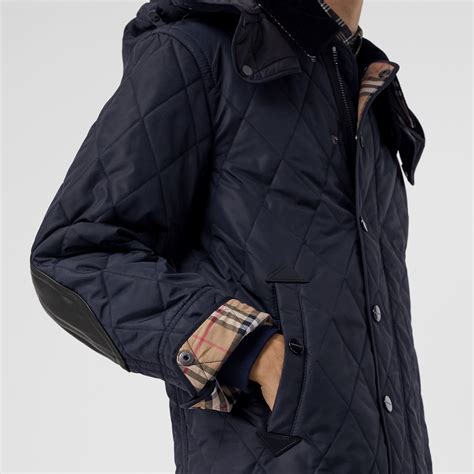 diamond quilted jacket with detachable hood burberry|burberry quilted jacket outlet.